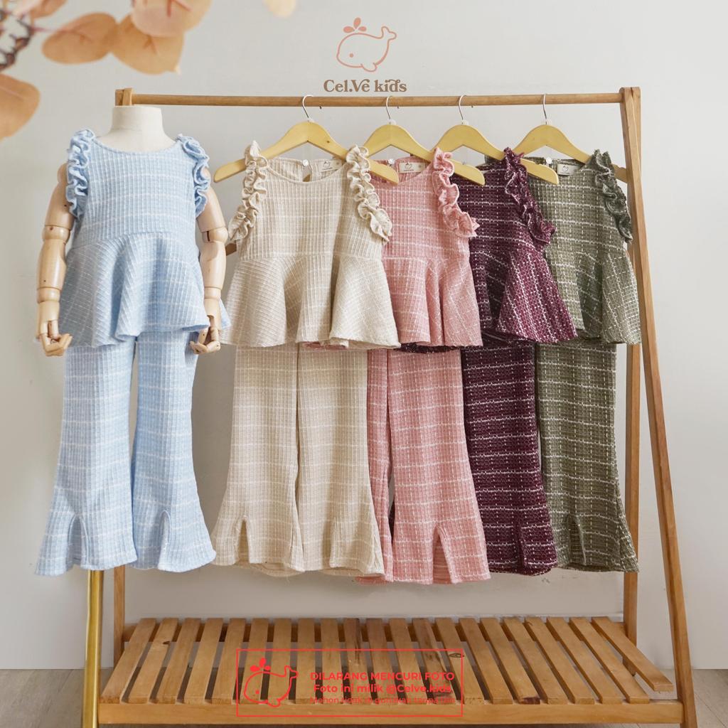 CELVEkids - Stelan Dyandra Set Baju celana Anak Perempuan Korean style Bahan knit usia 1-8th
