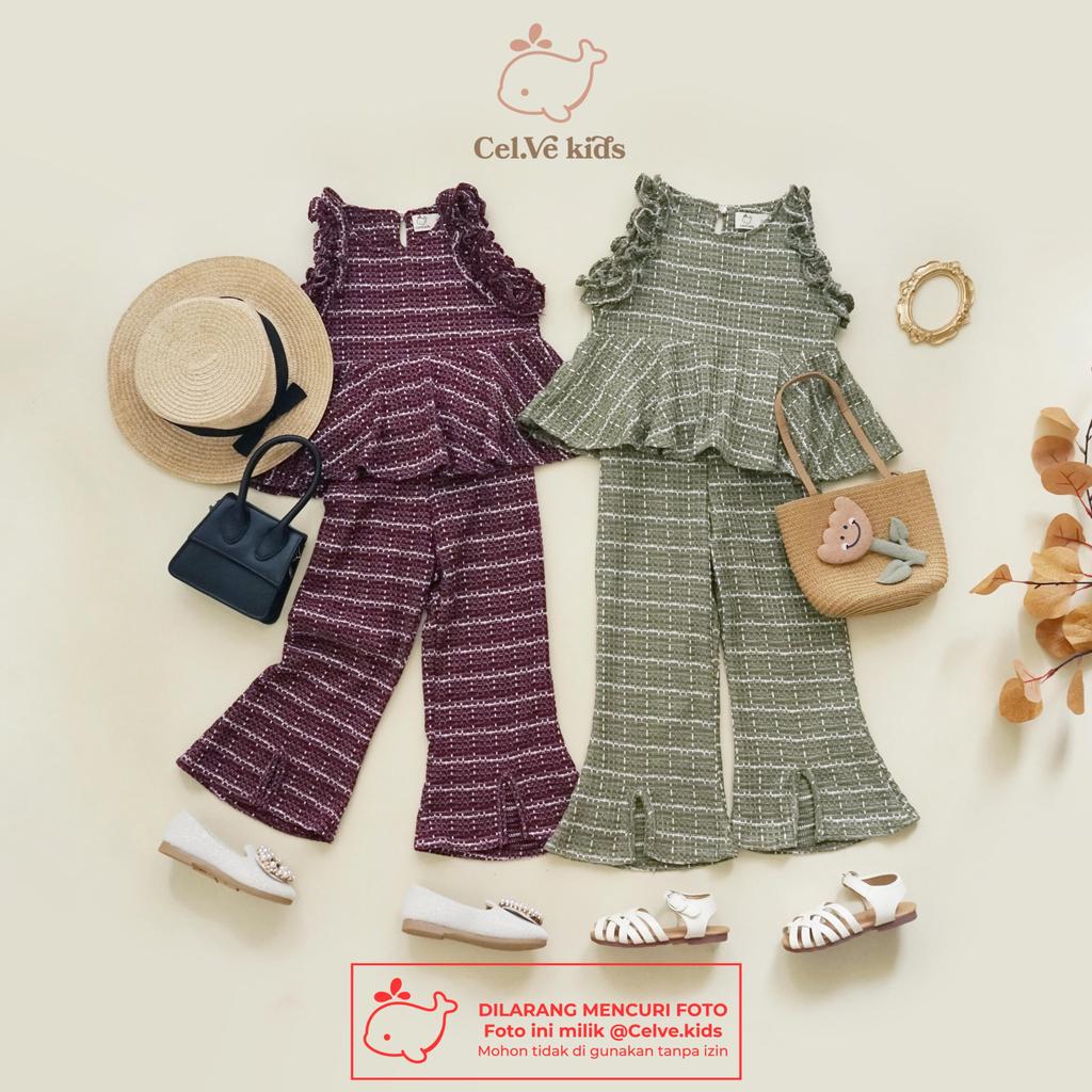 CELVEkids - Stelan Dyandra Set Baju celana Anak Perempuan Korean style Bahan knit usia 1-8th