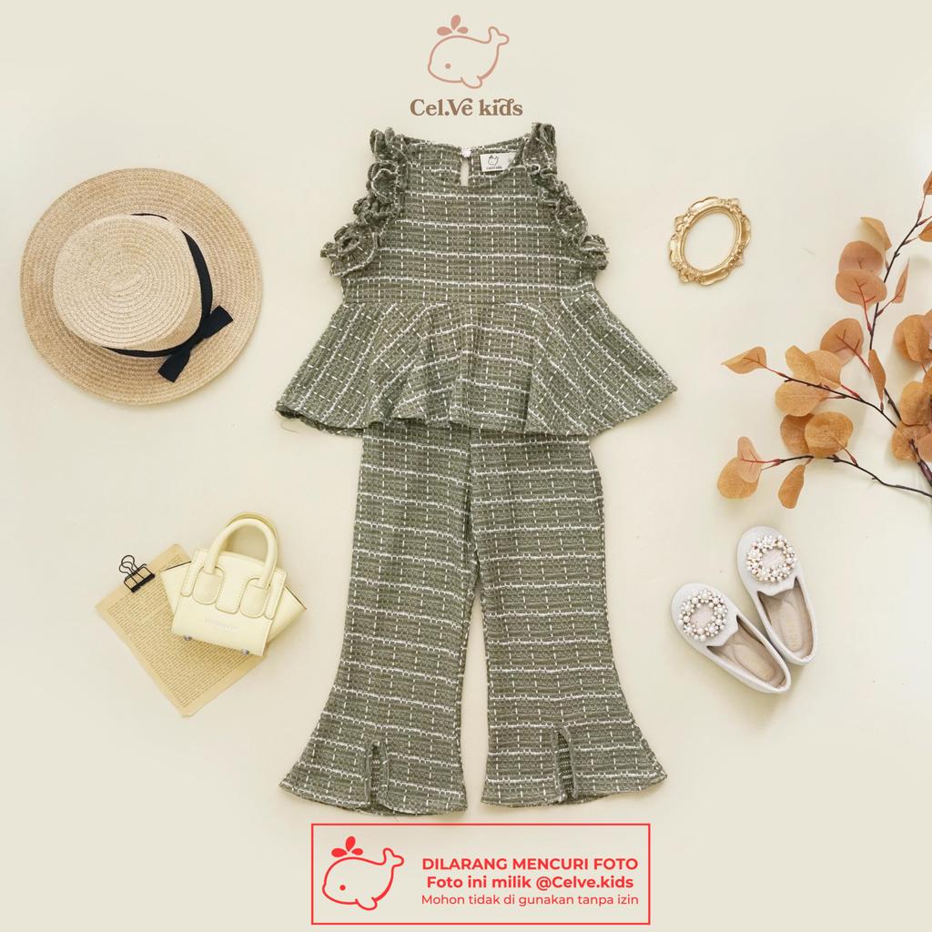 CELVEkids - Stelan Dyandra Set Baju celana Anak Perempuan Korean style Bahan knit usia 1-8th