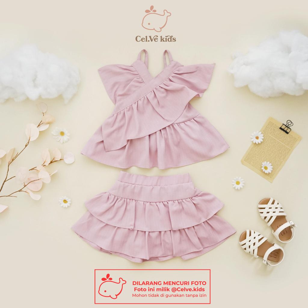 CELVEkids - Stelan Cellia Set Baju rok celana Anak Perempuan Korean style semiwool usia 1-8th